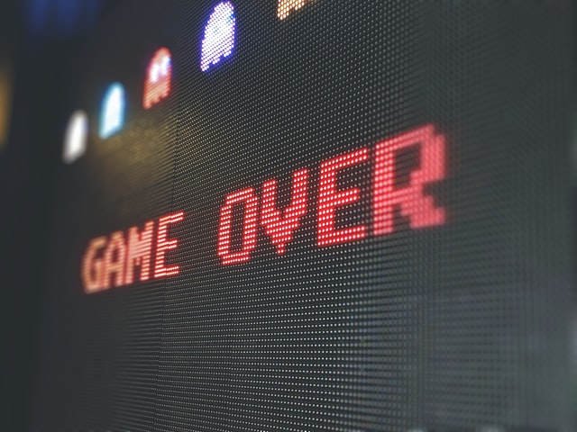Game over on a computer screen.